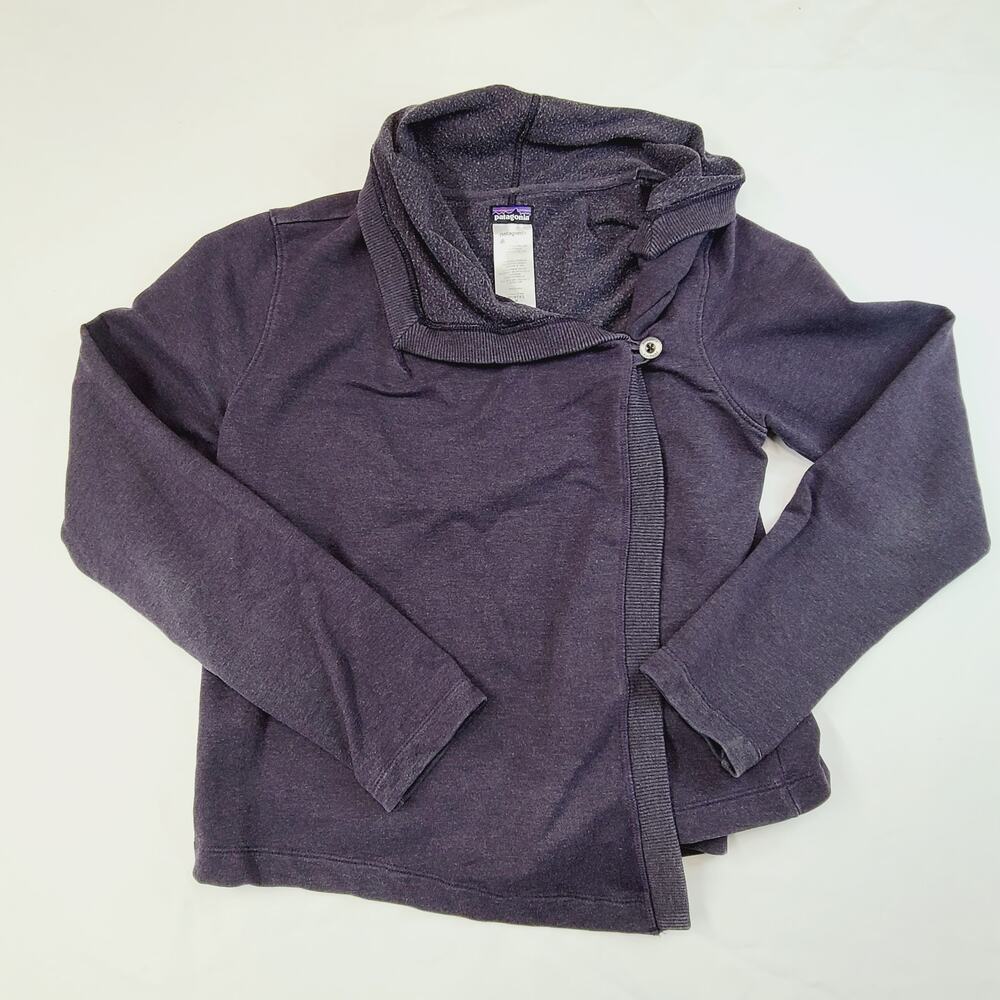 Patagonia At Sea Wrap Cardigan Purple Organic Cotton Blend Cozy Crossover Medium - Picture 5 of 13
